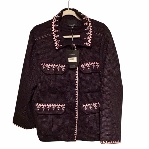 Cynthia Rowley Damen Utility Tweed Jacket with Pink Detailing (M) - Picture 4 of 6
